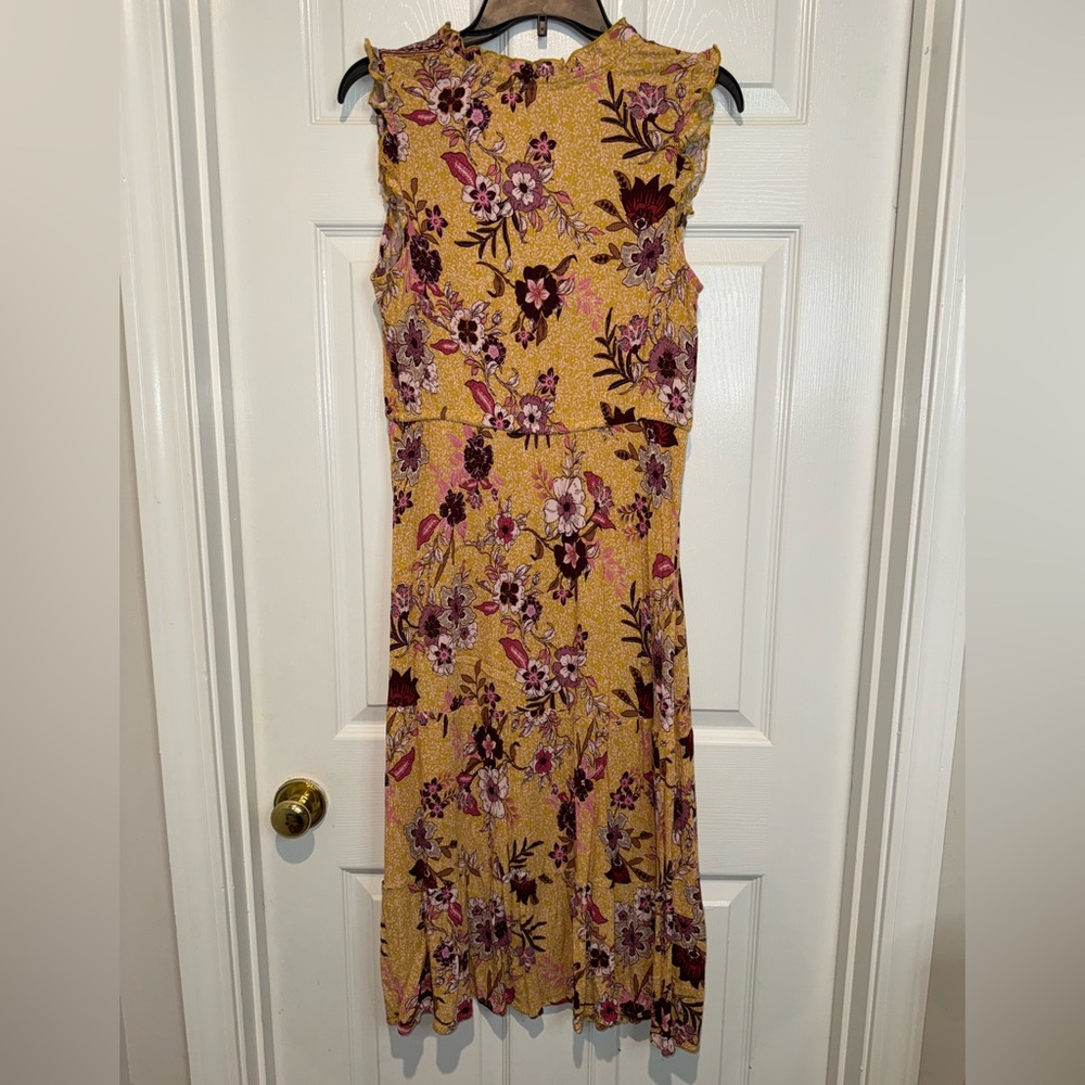 Knox Rose Yellow Floral Midi Dress. Size M - Picture 3 of 5